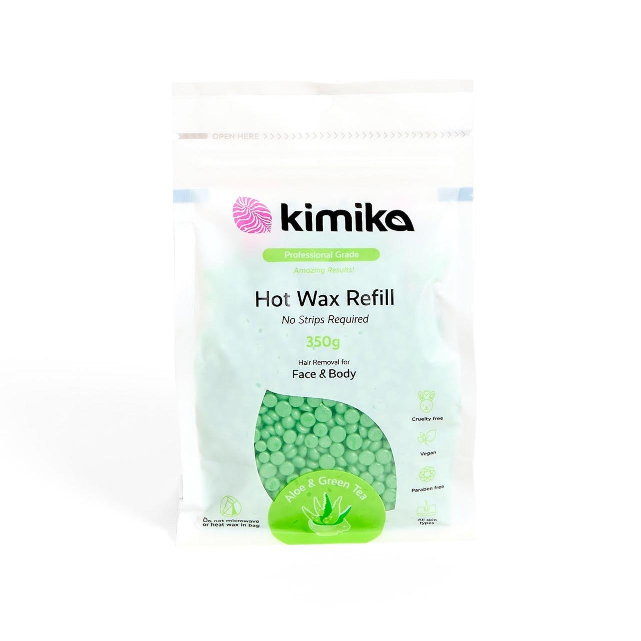 Hot Wax Beads Refill Bag (Aloe Green Tea Scented)